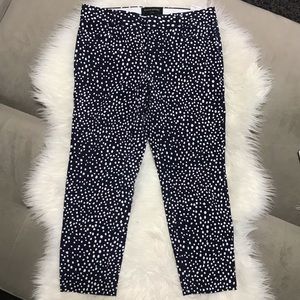 Navy blue polka dots ankle cropped pants